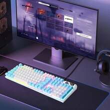 Teclado Gaming Mecánico Alámbrico - 104 Teclas RGB, Blanco/Azul | 43.5x12.8x3.2cm 550g - Multicolor - Ver 8