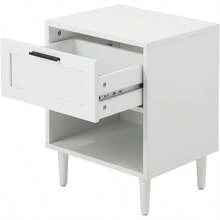 White Bedside Table With Drawer And Open Shelf 40 X 35 X 52cm Nightstand Home Storage End Side Table - EMMA1DrawerWhite - View 8