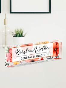 Personalized Acrylic Desk Nameplate With Succulent Floral Design,Contemporary Style Office Decor, Ideal For Bedroom, Custom Name Psychologist Office Sign For Desk, Non-Electric, Perfect For Christmas And Halloween Gifts - Multicolor - View 45