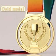 A Zinc Alloy Medal Of Honor With Rainbow Lanyard - Gold, Silver, Bronze Sports Champion Memorial Medal - Perfect For Football, Marathons And All Kinds Of Sports - Perfect For Christmas, Halloween, Labor Day, Teachers' Day Gifts - Gold Medal - View 5