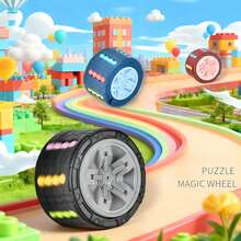 3D Cylinder Cube Toy Magic Spinner Spiral Sliding Puzzle Game, Stress-Relieving Educational Toy For Children (Red, Blue, Black) - 黑色 - 查看 4