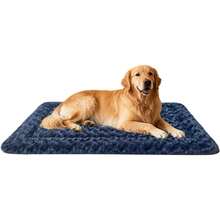 Tapete de cama para perro, reversible de doble cara, suave y esponjosa, cálida y refrescante, lavable aáquina, suministros para jaula y casa, uso en interiores y exteriores, cama de gato - Azul - Ver 1
