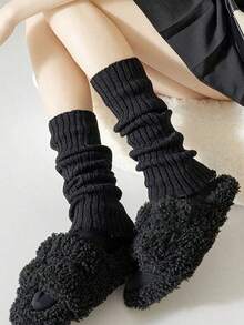 1/2 Pair Of Women's Warm Leg Pants, Coffee Colored Knitted Warm Calf Leather, Suitable For Autumn And Winter Wear, Christmas Decoration, Valentine's Day, Back To School Season Clothing Matching, Comfortable 4F2L - Vớ thuyền viên - Xem 11