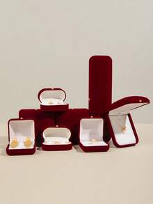 1pc Ring Box, Bracelet Jewelry Box, Necklace Display And Storage Box. Convenient And Practical, Sturdy . - Red - View 1