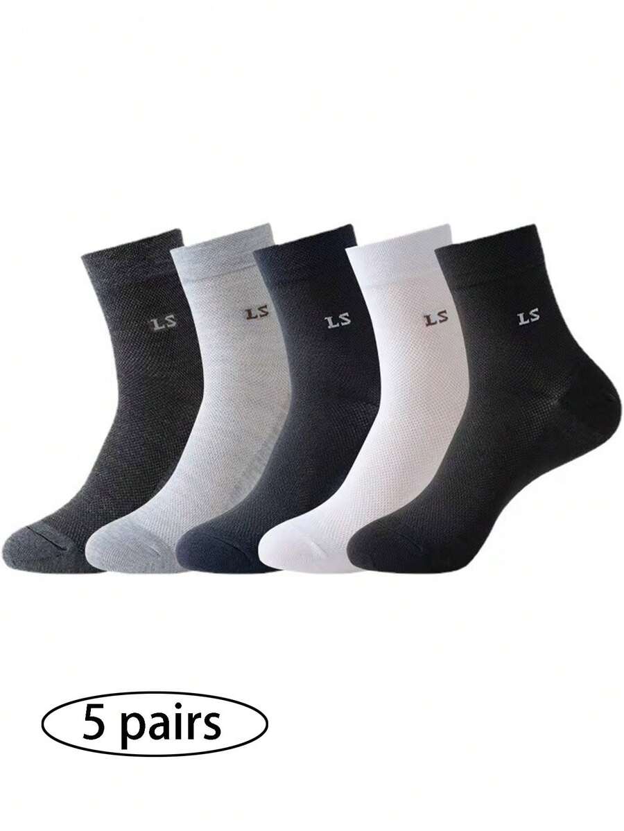 5 pares de calcetines de baloncesto para hombre, resistentes al olor, que absorben la humedad y transpirables, para otoño/invierno - Blanco y Negro - Ver 1
