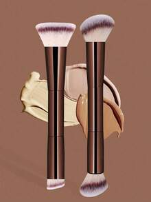 2pcs Professional Dual-Head Makeup Brushes, Powder Brush, Blush Brush, Cosmetic Tools, Soft Fibers, Easy To Carry, Travel Brush,Foundation Brush,Concealer Brush,Blush Brush,Contour Brush,Blush Brush,Bronzer Brush,Powder Brush,Foundation Brush,Blush Brush - 棕色 - 查看 2