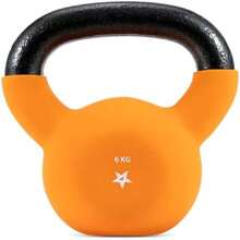 Gusseisen Kettlebell mit Neopren Beschichtung für Training, Mehrfarbige Optionen, Schwunghantel und Kugelgewicht - C. 6KG - Naranja - Ver 2