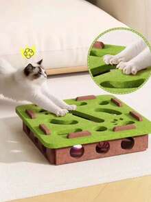 1pc Multi-Color Cat Game Box Felt Toy Box Scratching Post Cat Family Interactive Toy Maze Game Design Help Cat Kill Time Durable Cat Scratch Board No Hair Loss - Multicolor - View 6
