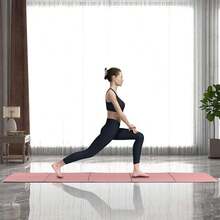 Travel Foldable Yoga Mat for Pilates and Exercise, Non-Slip TPE with Carrying Bag - Rosado y gris - Ver 7