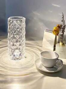 1pc Romantic Rose Atmosphere Crystal Lamp, Warm And Romantic Decorative Table Lamp, Bedroom Bedside Small Night Light, Living Room Atmosphere Crystal Lamp - Multicolor - View 6