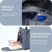 Bolsa Deportiva para el Gym con Compartimento para Zapatos y Bolsa de Agua Húmeda,Bolsas de Viaje para Hombre y Mujer,Ideal para Viajes, Entrenamiento, Yoga, Deportes KXGQ - 1 - Ver 6