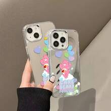 Funda para teléfono con espejo "Ositos Cariñositos Forever Balloon Paradise". Presenta con orgullo un alegre Osito Cariñosito rodeado de coloridos globos en forma de corazón y es compatible con  17,  16 Pro Max,  15 Pro Max,  13 y  12. Fabricada en TPU resistente, ofrece una excelente protección contra golpes y caídas. Un regalo encantador para familiares y amigos, perfecto para celebraciones de otoño, cumpleaños y festividades especiales. - Plateado - Ver 2