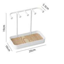 Stojak ekspozycyjny na biżuterię, wiszący na biurko kolczyk, naszyjnik, bransoletka, pierścionek, klucz, akcesoria do włosów, organizer na gumki, wieszak na biżuterię z żelaza, drewniana taca - Czarne - Zobacz 12