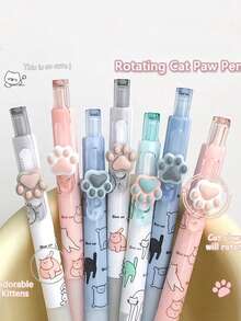 Bộ 4 bút bi hình móng mèo dễ thương, mực đen, đầu bút 0.5mm, thiết kế hai đầu nhanh khô, thích hợp cho học tập, văn phòng và ký tên. - màu đen - Xem 1