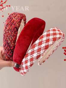 Tiara vermelha de Ano Novo para mulheres, acessório de cabelo com alta pressão na coroa, presilha de cabelo versátil e confortável. - Faixa de cabelo de Ano Novo - Ver 6