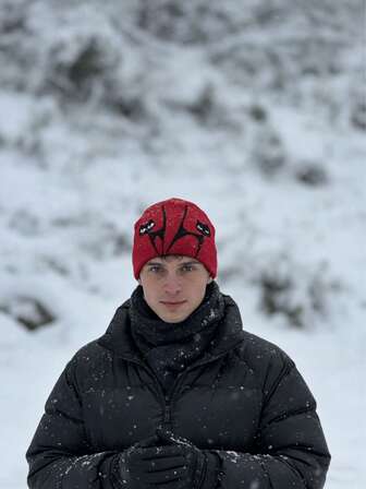 1pc Numeric 8 Jacquard Knit Beanie Hat, Men's New Autumn Style Casual Warm Cap