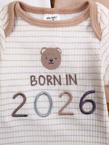 DILAVEL Bộ quần áo trẻ em 3 món cho bé trai năm 2026, mùa xuân/hè, kiểu dáng mới, tay ngắn, áo liền quần cho bé trai, thân thiện với da, mềm mại và thoải mái, họa tiết gấu, thích hợp mặc ngoài trời. - Lạc đà - Xem 5