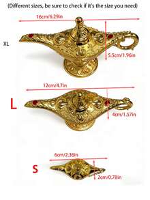 Lampă magică vintage cu accesoriu pentru costum, decor clasic arab cu plante (auriu), lampă magică cu banner de căutare cu model auriu de lux, decor pentru banchet la palat, lampă magică, cadou decor pentru lampă magică lucrat manual, cadou de ziua de naștere pentru absolvire - Aur - Vizualizare 2