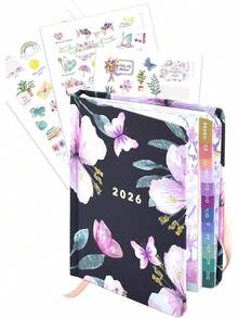 mano® Agenda pocket 2026 SOFÍA Semana vista - Medidas (B7+) 10 x 13 - 184 Páginas - Incluye separadores mensuales y hojas para anotaciones opción de FUNDA, Stickers y pestañas separadoras mensuales (Agenda sola, sin stickers) - Con Funda - Ver 10