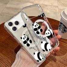 Cute cartoon rabbit phone case For  galaxy A14 A15 A16 A23 A25 A26 A32 A33 A34 A35 A36 A42 A52 A53 A54 A55 A56 A72 A73 5G S21 S22 S23 S24 Plus Ultra S21 S23 S24 FE S25 edge Luxury fashionable acrylic magnetic wireless charging hard case cover - ykl panda Transparansi74LR - Ver 1
