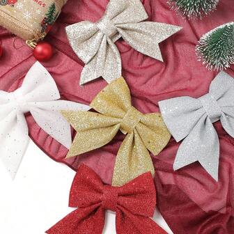 2개 크리스마스 장식 글리터 보우 18cm 크리스마스 트리 매달린 장식품