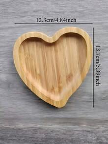 1pc Multi-Functional Wooden Tray With Star And Heart Patterns, Can Be Used As Jewelry Dish, Jewelry Tray, Necklace Tray, Ring Dish, Key Bowl, Decorative Plate, Ideal For Kitchen, Dining Room, Bedroom Decor, And Valentine's Day Gift For Women - Multicolor - View 8