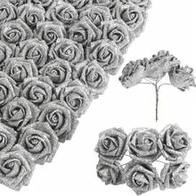 1-50朵人造金粉玫瑰花，带闪光装饰，DIY工艺花，适用于婚礼、家居装饰、节日派对、情人节、圣诞节、万圣节、感恩节（使用时可能会有少量花粉脱落） - 彩色 - 查看 4