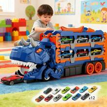 Set Mainan Mobil Lintasan Transformasi Multifungsi: Mobil Dinosaurus Besar dengan Rampa Peluncur, Fungsi Menelan, dan Lintasan Transformasi, Termasuk 12 Mobil Mini Die-Cast, Lintasan Balap, Mobil Transformasi, dan Rampa Peluncur, Mainan Mobil Anak untuk Anak Laki-laki Usia 3+, Warna dan Gaya Mobil Acak, Cocok untuk Hadiah Natal, Kembali ke Sekolah, dan Paskah - Kendaraan pengangkut dinosaurus - View 10