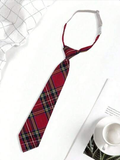 1pc Tie & Bow Tie Set, Korean/Japanese Style School Uniform Accessories, Plaid Bow Tie Collar Flower, Suitable For Party & Daily Use, Back To School