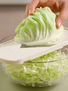 Rebanador/rallador de verduras de cocina, adecuado para cortar en tiras finas col, zanahorias, verduras de ensalada - Blanco - Ver 3