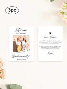 Customized Bridesmaid Invitation Card - Personalized Photo Album Design, Printed With "Will You Be My Bridesmaid?", Provides 3 Photo Upload Options, Perfect For Fun Bridesmaid Invitation, Bridesmaid Gift, Creative Design, Durable Card - Multicolor - View 31