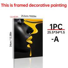 1 buc Art Deco clasic retro negru și galben abstract pictură pe pânză portret imprimat, artă pe pânză perete, poster cameră, decorare casă, consumabile de decorare cameră, dormitor, decorare living, cadru opțional