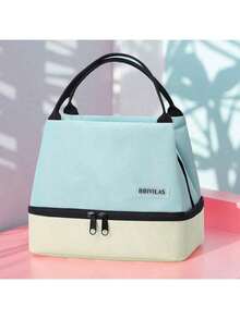 Cartoon Insulated Lunch Bag - Fashionable Style, Fast Delivery, Made Of Polyester, Foldable, Waterproof And Stain-Resistant, Zipper Closure, Dual Handles, Suitable For College, Commuting, Picnics, Vacations, Convenient For Students To Carry Tableware Back To School