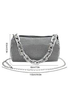Fashionable Commuter Mini Sparkling Rhinestone Clutch Bag For Evening Party - Silver - View 2