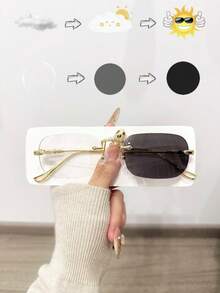 1pc Unisex Fashionable Sexy Rimless Metal Glasses - Transparent Film - View 8