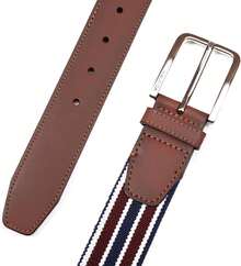 Cinturón de cuero con cordones Cinturón Hombre - Cincha Elástica - Azul Marino/Rojo - Ver 11