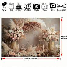 2D平面横幅多功能波西米亚风格花卉墙旗 - 采用涤纶纤维制成,适合家居装饰和派对摄影,是婚礼、生日和照相亭的理想之选。 - 多色 - 查看 8