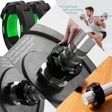 Gym Equipment Olympic Barbell Clamps 50mm - 2 Pack, Quick Magnetic Closure Design for Dumbbells and Weight Bars - Negro/Verde - Ver 1