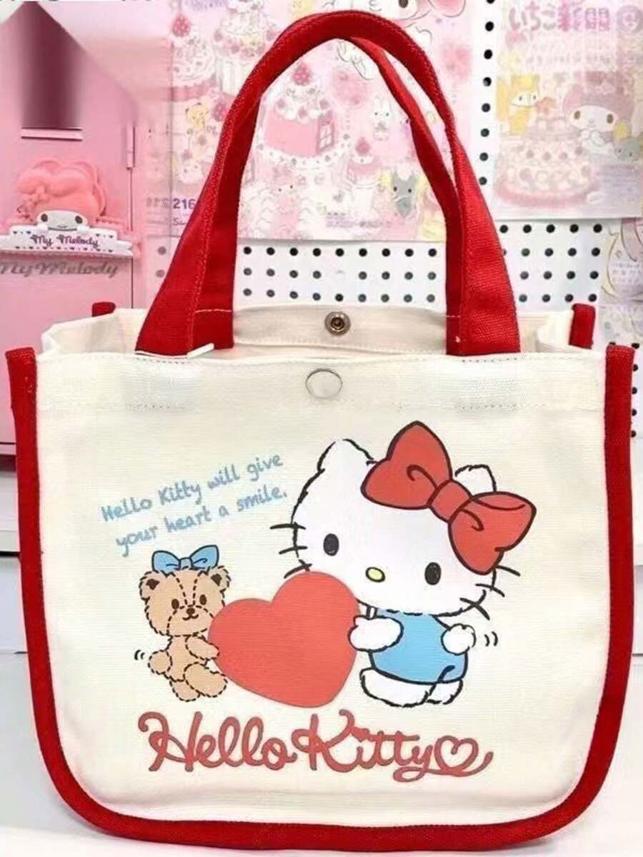 SANRIO 三丽鸥正品 Kitty 1 件装新款手提包、便当包、托特包、帆布包，可爱狗狗布丁、狗狗梅洛、狗狗蓝色、旋律、粉色 - 彩色 - 查看 1