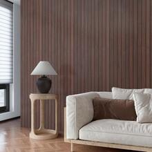 1 Rolle dunkle braune Holzstreifen Vinyl Tapete, ablösbar und einfach zu installieren, selbstklebende Wandaufkleber, geeignet für Raumdekoration in Schlafzimmer, Wohnzimmer, Esszimmer, TV-Hintergrund, Dekoration von Schreibtisch, Schrank, DIY Möbelrenovierung, 45CM*500/300/100CM