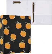 Carpeta impresa de 3 anillos de 1.5 pulgadas, carpeta de anillos en D con bolsillos, carpeta decorativa para la escuela universitaria u oficina, calabazas naranjas, amarillas, negro - talla únicax1 - Ver 7