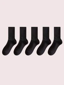 5 Pairs Men's Thick Cushioned Crew Basketball Socks, Moisture Wicking, Unisex
