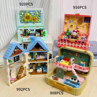Vibrant And Durable ABS Material, 900+ Piece Micro Building Block House Model, Cute And Cozy Home House Building Block Toy, Unique Mini Street Scene Block Set, Micro Cottage Block Toy Set, Stackable Building Block Toy, Suitable For Home Decor, Desktop Decor, Ideal Birthday Gift, Graduation Gift, Various Holiday Gifts.