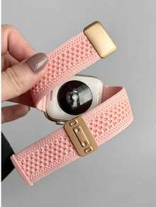 1-Piece Customizable Watch Band Stylish Breathable Nylon Braided Strap Compatible With Apple Watch 49mm, 46mm, 45mm, 44mm, 42mm, 41mm, 40mm, 38mm Magnetic Nylon Braided Band Compatible With IWatch 10/9/7/6/5/4/3/2/1/Adjustable - Valentine's Day & Mother's Day Gift Personalized Best Friend Birthday Surprise - Black - View 8