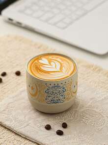 1pc Vintage Star & Moon Ceramic Coffee Mug, Retro Coarse Pottery Star & Moon Ceramic Tea Cup, Water Cup, Kung Fu Tea Cup, Black Tea Cup, Ceramic Handled Cup, Ceramic Cup, Breakfast Cup, Milk & Juice Cup, Gift Mug