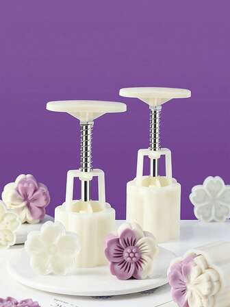 1 set gör-det-själv-kit för körsbärsblomsformad bakform - 50 g blomformad form med 4 stämplar, lättanvänd manuell pressform, lämplig för att dekorera bakverk, månkakor, perfekt för bakentusiaster - plastköksverktyg, tårtdekorationstillbehör