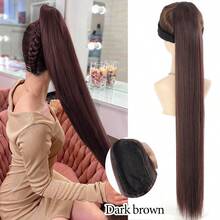 Long Straight Drawstring Ponytail Extensions Black Brown Blonde 34/36inch Long Fake Pony Tail Natural Soft Clip In Hairtail Extension Synthetic Heat Resistant Ponytail Hairpiece For Women Daily Wear ﻿1pc - Multicolor - View 13