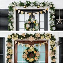 50 copos de nieve,Decoraciones para árbol de Navidad, adornos de copo de nieve para árbol,adornos de copos de nieve blancos con purpurina Decoración de Árbol de Navidad Chimenea de Techo Interior - Blanco - Ver 12