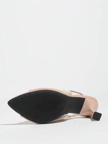 Women's High Heels, Suitable For Spring, Summer, Autumn Nights, Parties, Outdoor Events, Fashion, Elegant, Banquet, Electroplated Wine Glass Heel, Pointed Toe, Shiny Strap With Golden Square Buckle, Peep-Toe Design, High-Quality Soft Mirror-Finish Material, Sexy Rear Strap, Elegant And Luxurious, Shallow Pink Color, Formal Wear, Sandals, Popular Women's Style, Matching Dresses - Baby Pink - View 9