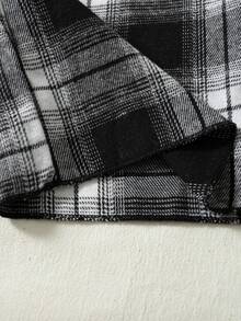 Girls' Casual Checkered Pattern Elastic Waist Pants, Suitable For Spring And Autumn - Black and White - View 7